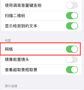 琼中苹果手机维修网点分享iPhone如何开启九宫格构图功能