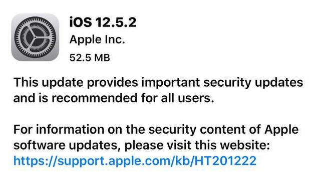 琼中苹果手机维修分享iOS12.5.2发布，建议所有老苹果用户安装 